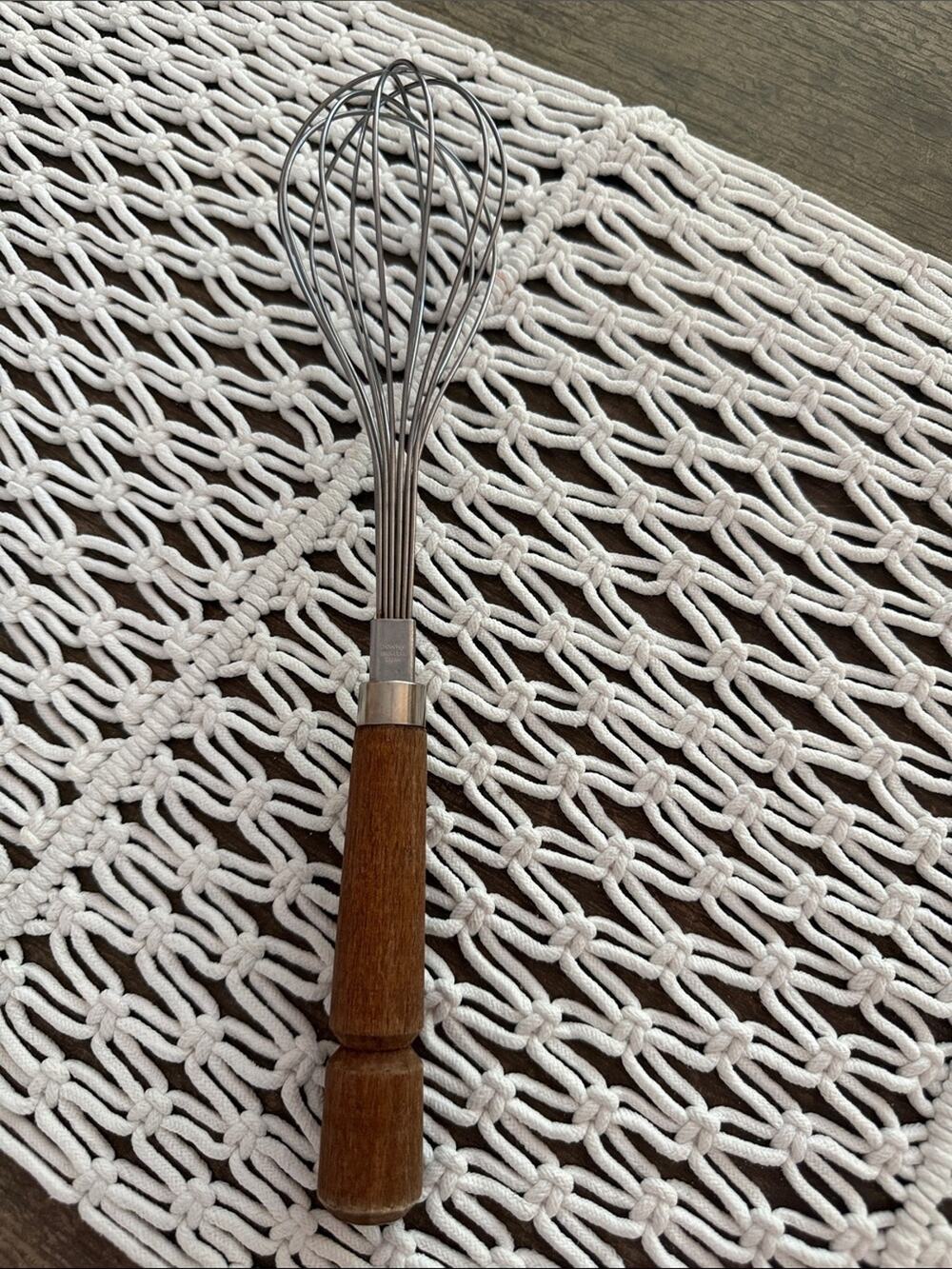 Vintage 60s/70s Bonny Japan Stainless Steel Wood Handle MCM Balloon Whisk